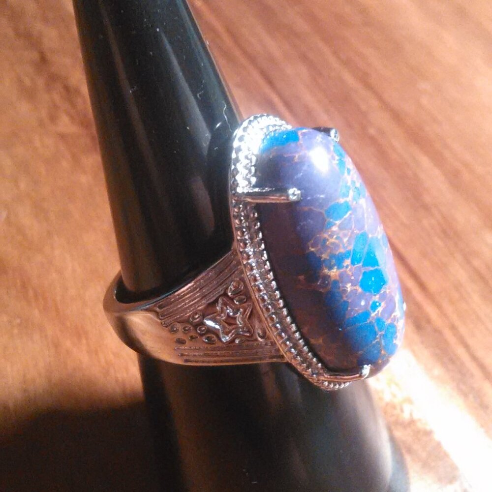 Mojave Purple Turquoise Solitaire Stainless Steel Ring (Size 6) - Picture 14 of 16